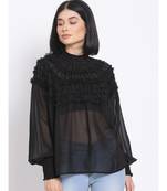 plain Black Polyester   Top