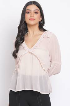 plain Peach Polyester   Top