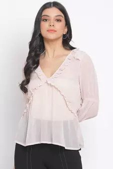 plain Peach Polyester   Top