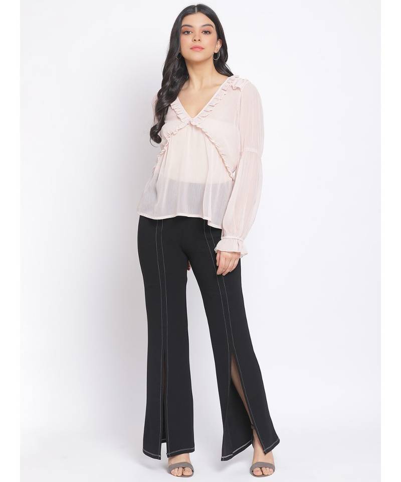 plain Peach Polyester   Top