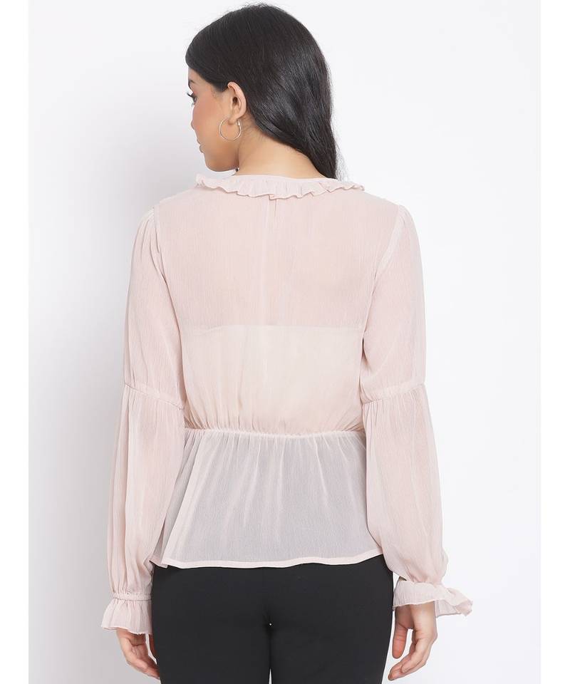 plain Peach Polyester   Top