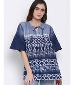 printed Blue Cotton   Tunic
