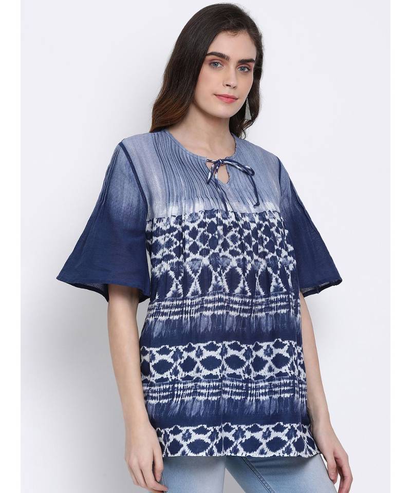 printed Blue Cotton   Tunic