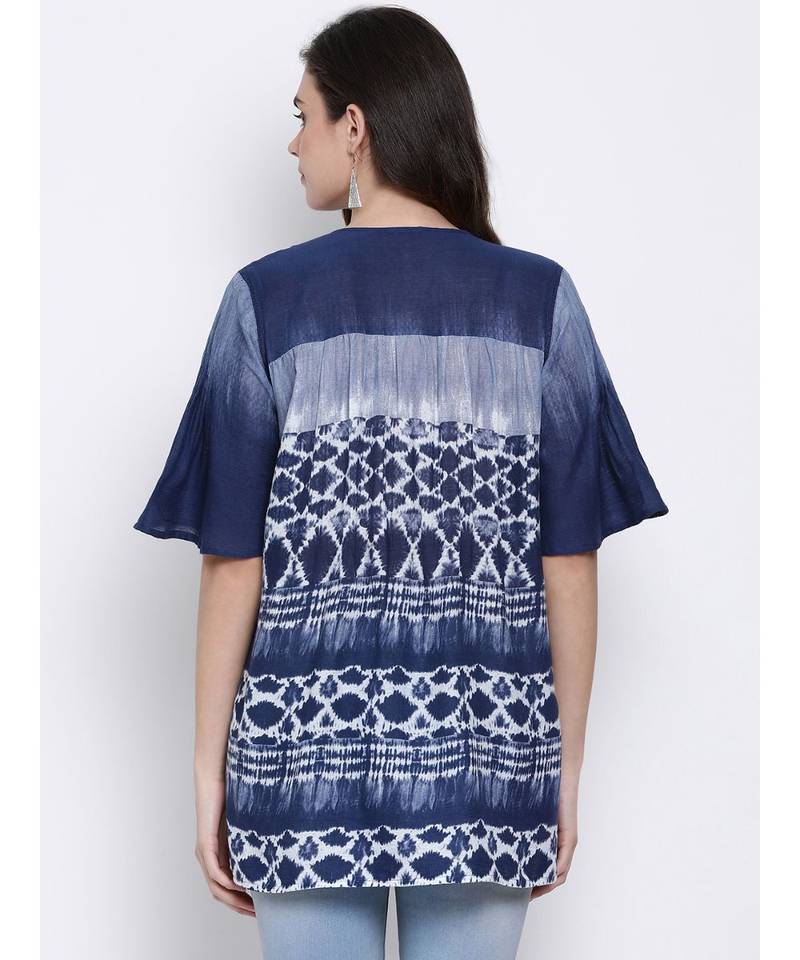 printed Blue Cotton   Tunic