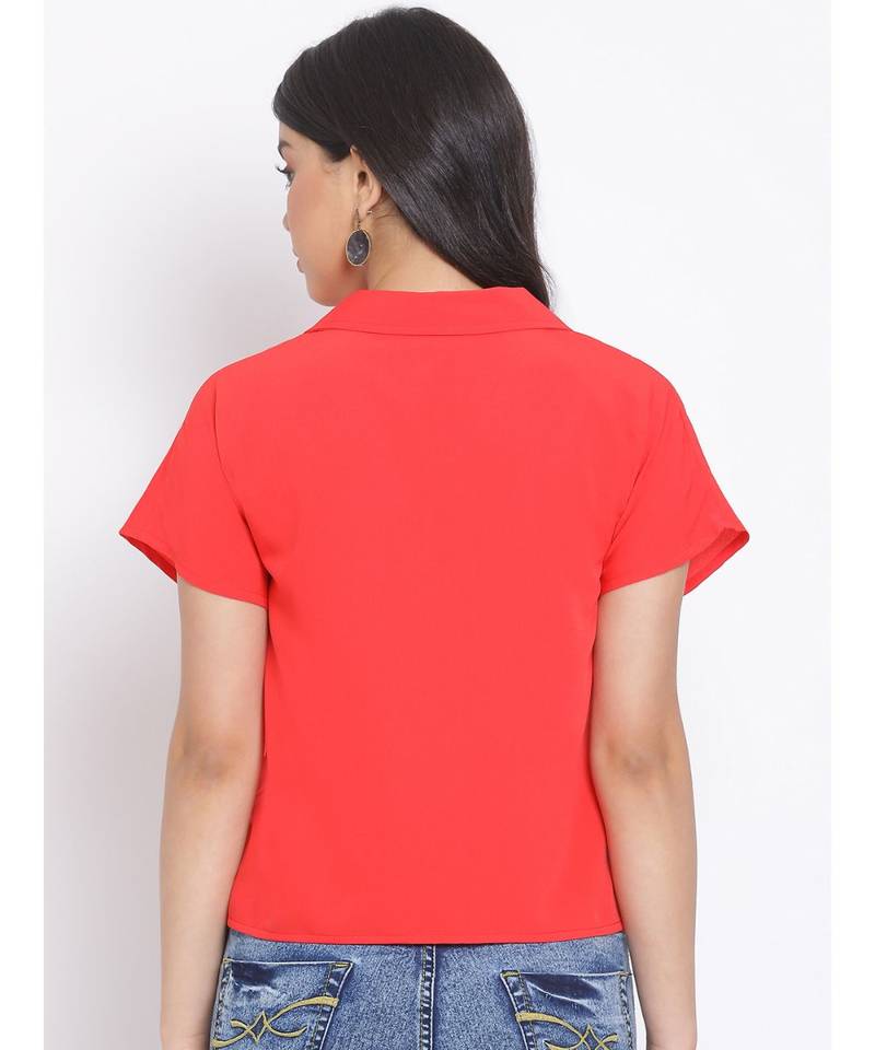plain Red Polyester   Shirt