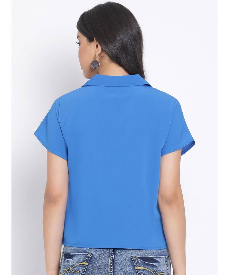 plain Blue Polyester   Shirt