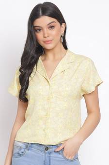 printed Yellow Polyester   Shirt