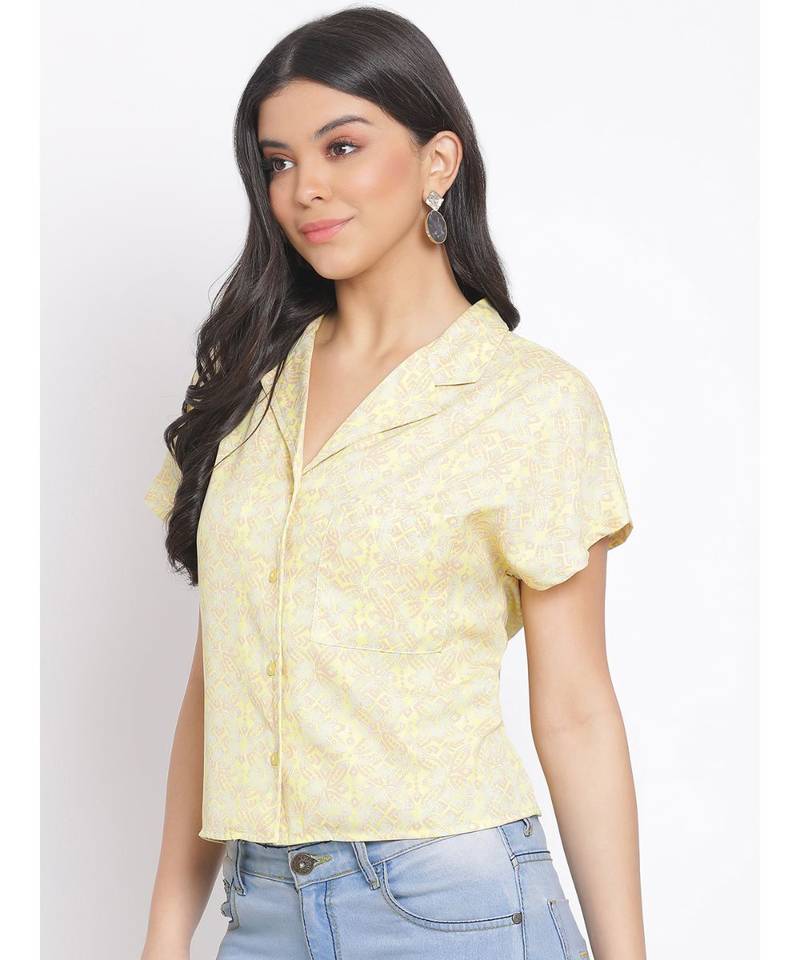 printed Yellow Polyester   Shirt