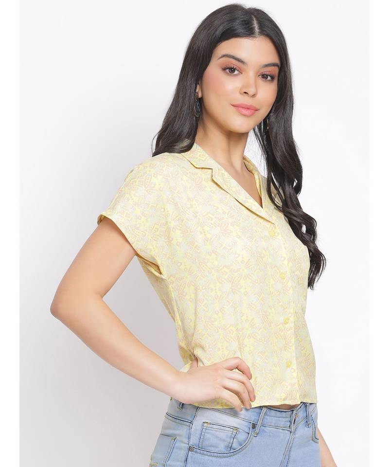 printed Yellow Polyester   Shirt