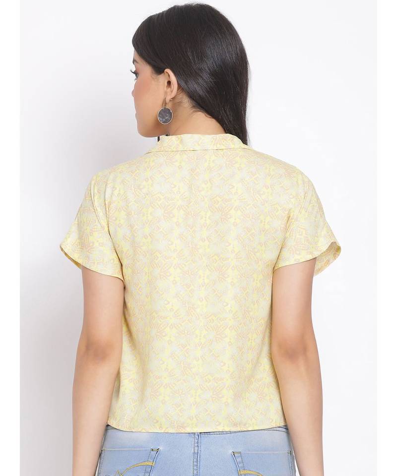 printed Yellow Polyester   Shirt