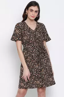 printed Multicolor Polyester   Dress