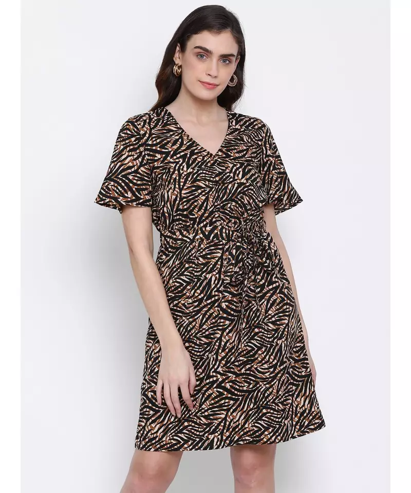 printed Multicolor Polyester   Dress