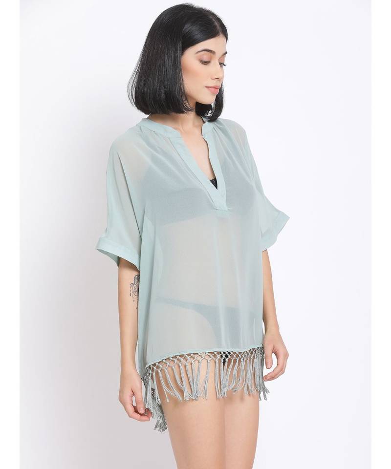 plain Green Polyester   Dress