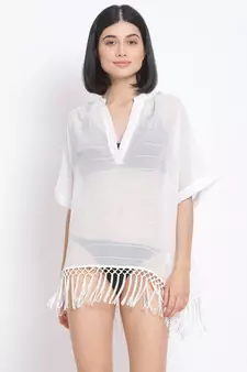 printed White Polyester   Dress