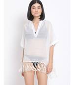 printed White Polyester   Dress