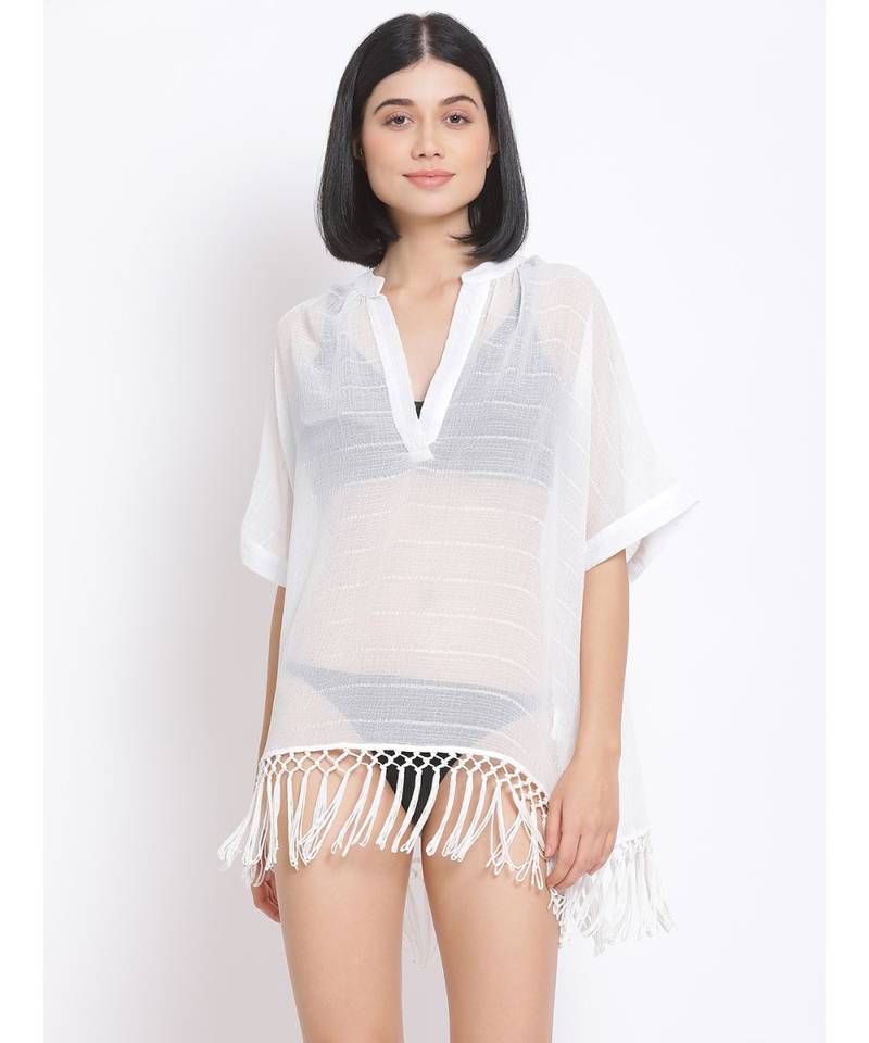 printed White Polyester   Dress