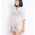 printed White Polyester   Dress