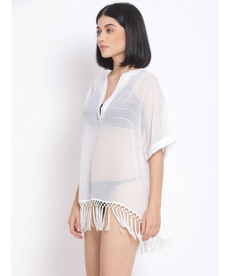 printed White Polyester   Dress