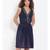 plain blue Polyester   Dress
