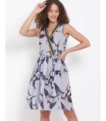 printed Grey Polyester   Dress