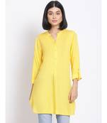 plain Yellow Viscose   Kurti