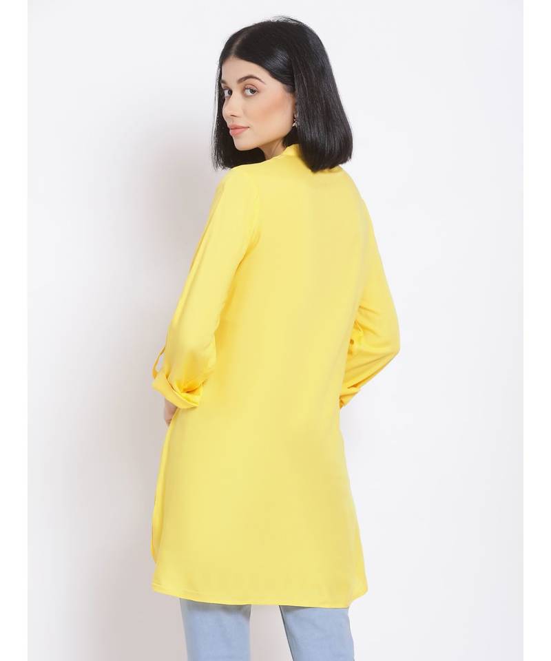plain Yellow Viscose   Kurti