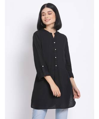 plain Black Viscose   Kurti 1