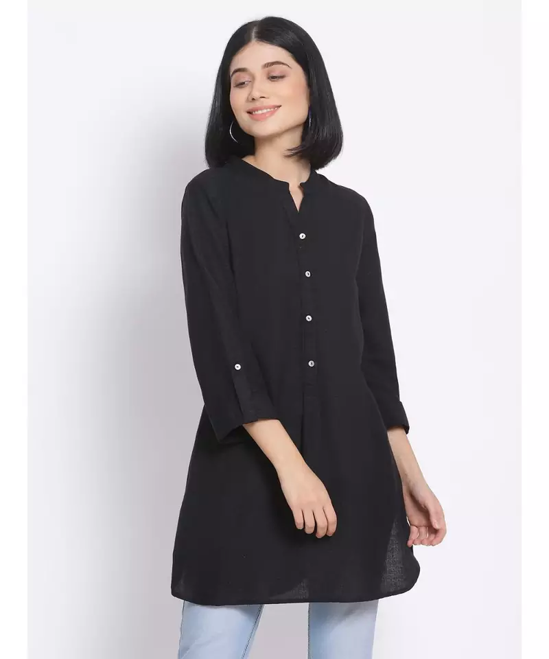 plain Black Viscose   Kurti