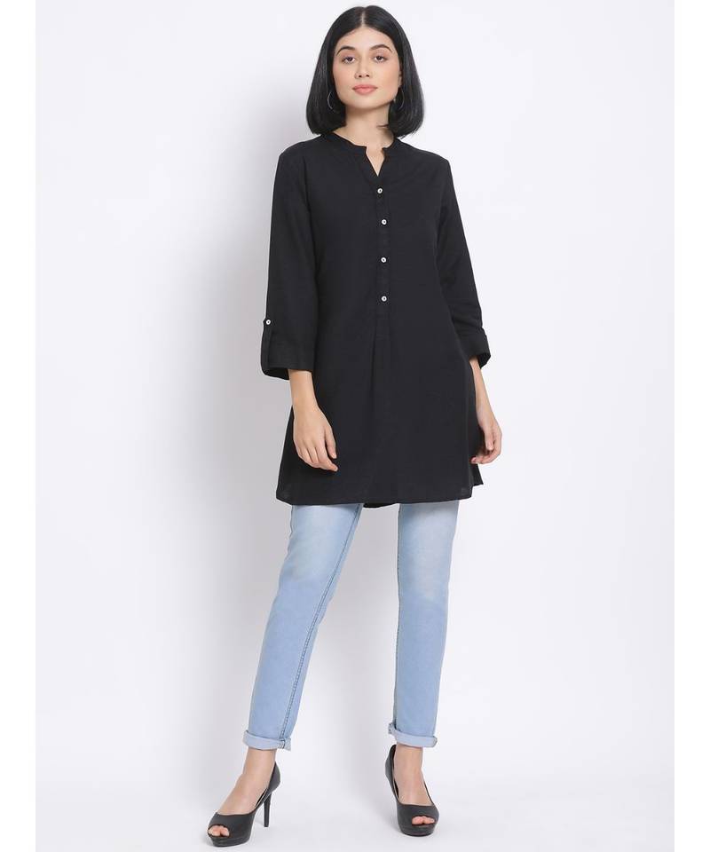 plain Black Viscose   Kurti