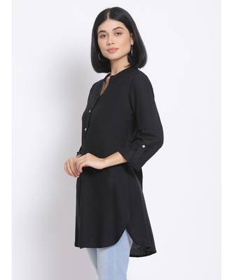 plain Black Viscose   Kurti 3
