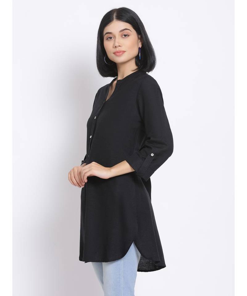 plain Black Viscose   Kurti
