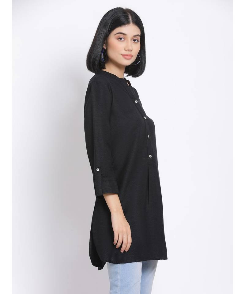 plain Black Viscose   Kurti