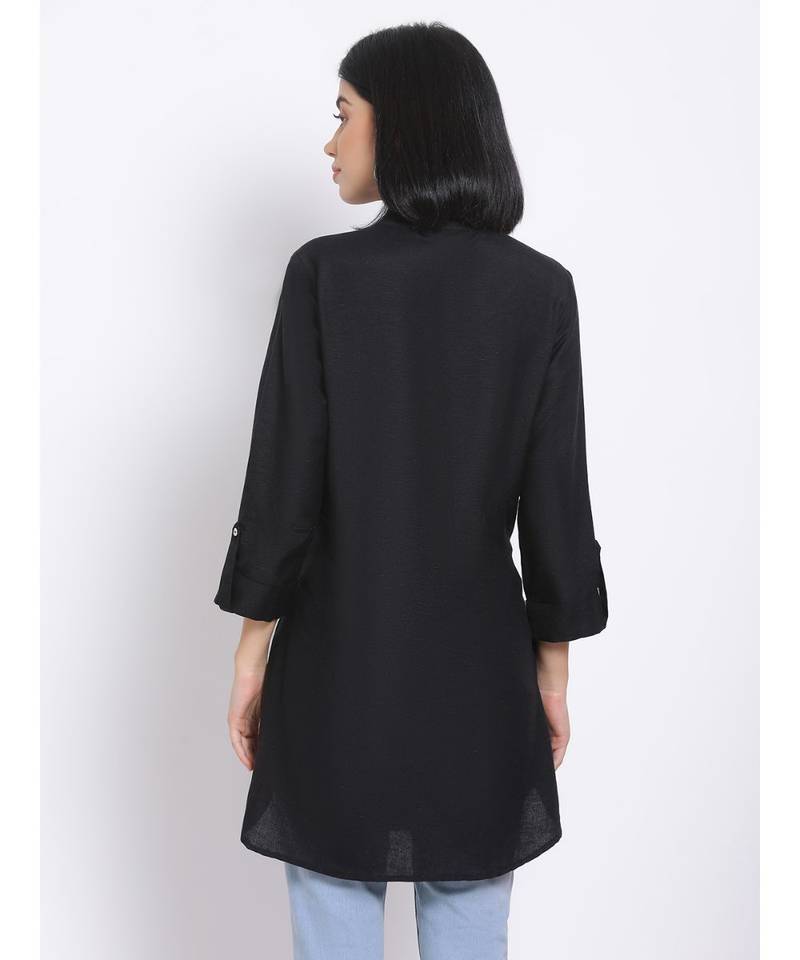 plain Black Viscose   Kurti