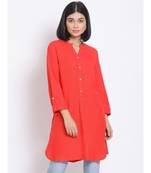 plain Red Viscose   Kurti