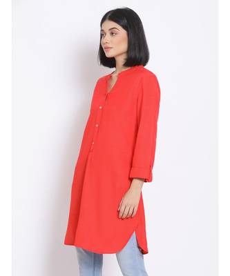 plain Red Viscose   Kurti 3