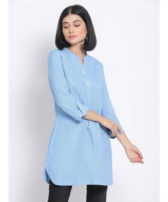 plain Blue Viscose   Kurti 1
