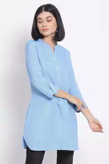 plain Blue Viscose   Kurti