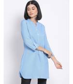 plain Blue Viscose   Kurti