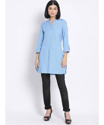 plain Blue Viscose   Kurti 2