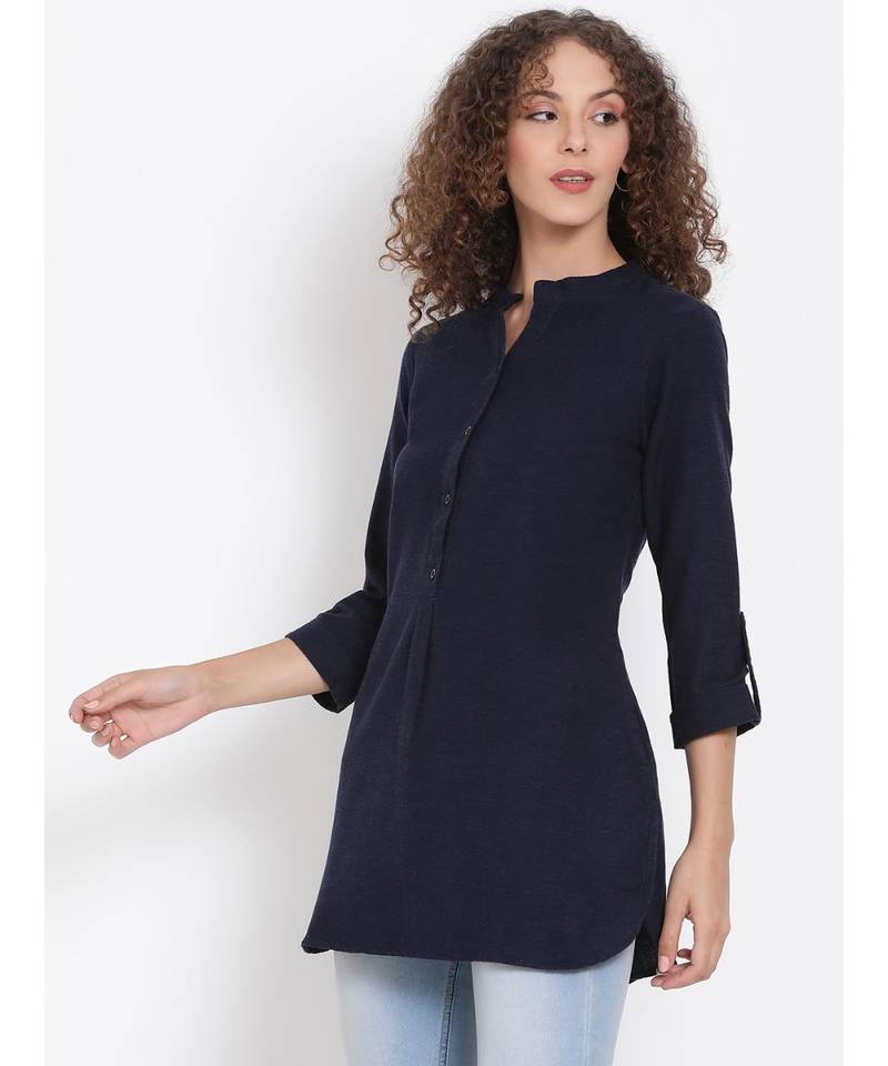 plain blue Cotton   Tunic