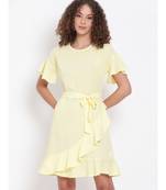 plain Yellow Polyester   Dress