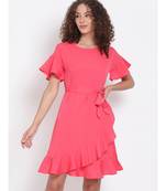 plain Pink Polyester   Dress