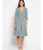 printed Green Polyester   Dress