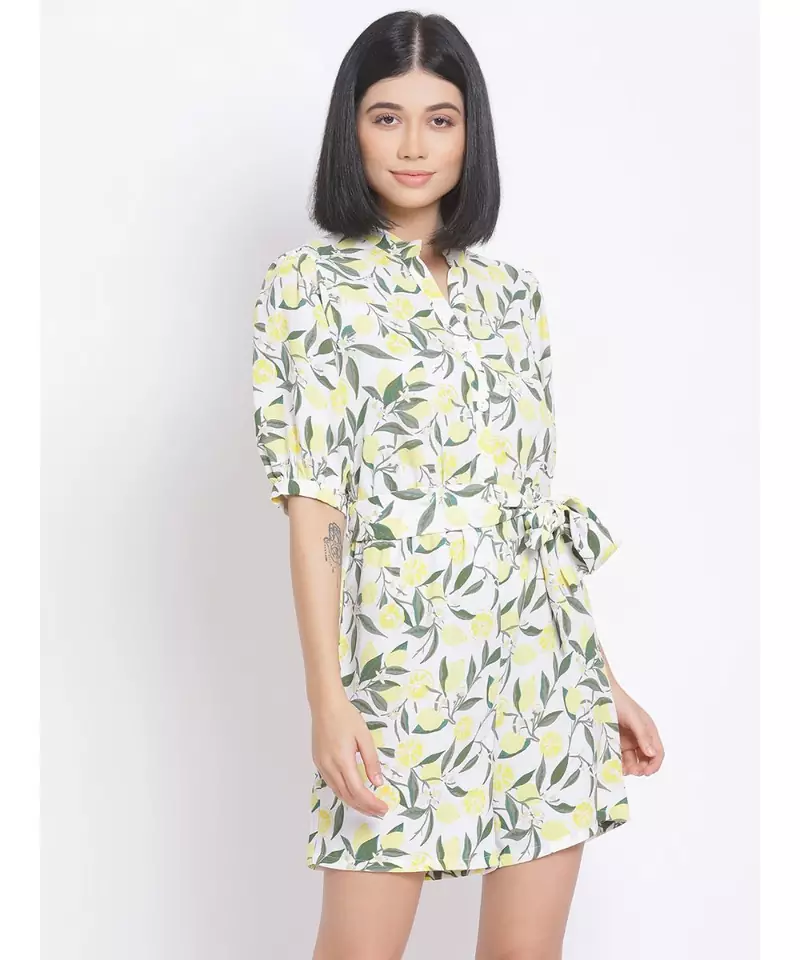 printed White Polyester   Jumpsuit