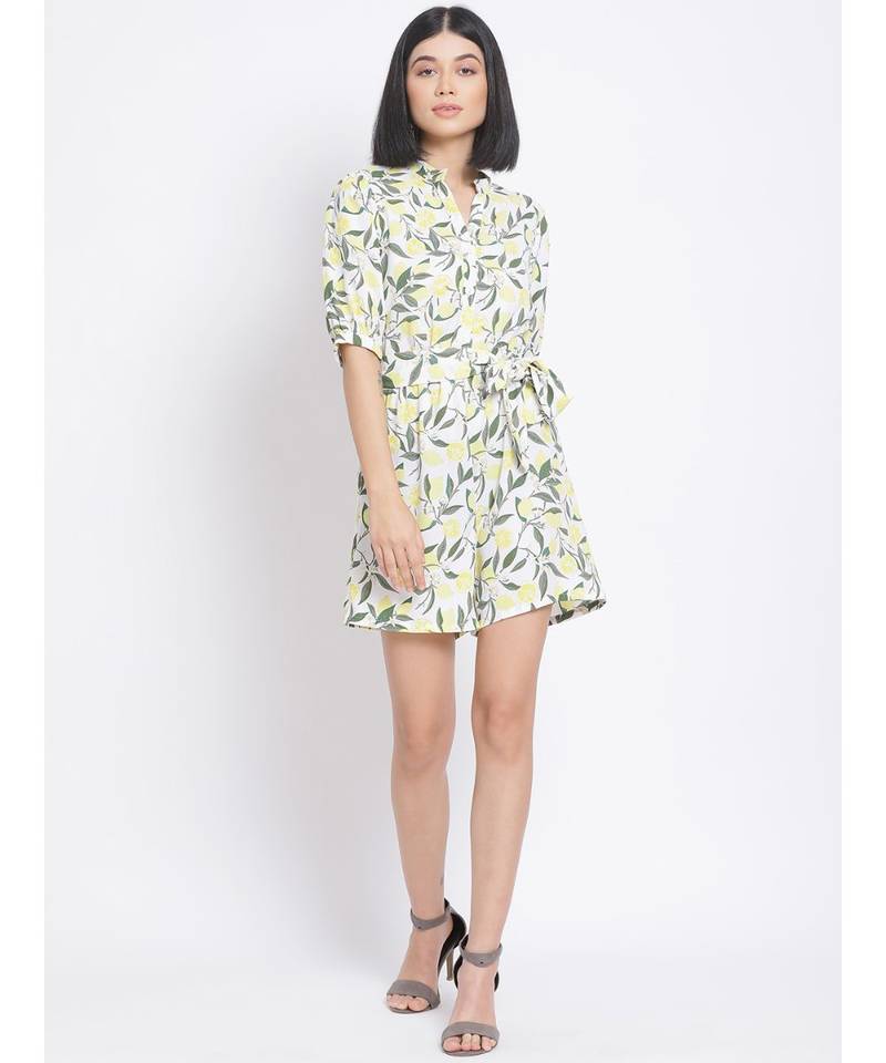 printed White Polyester   Jumpsuit