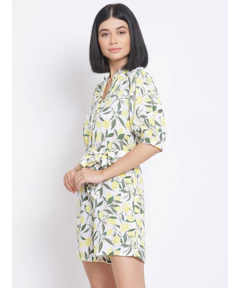 printed White Polyester   Jumpsuit