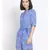printed Blue Polyester   Jumpsuit