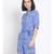 printed Blue Polyester   Jumpsuit