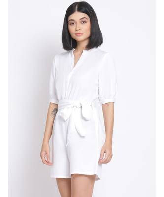 plain White Polyester   Jumpsuit 3
