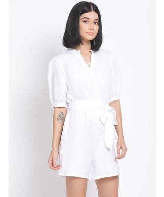 plain White Polyester   Jumpsuit 4